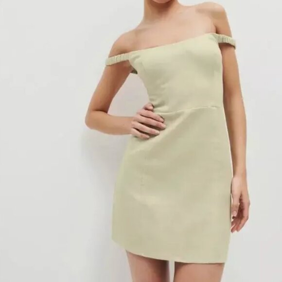 ✨ SALE Reformation Sawyer Linen Mini Dress Sz6 Dried Herbs Green - Picture 1 of 6